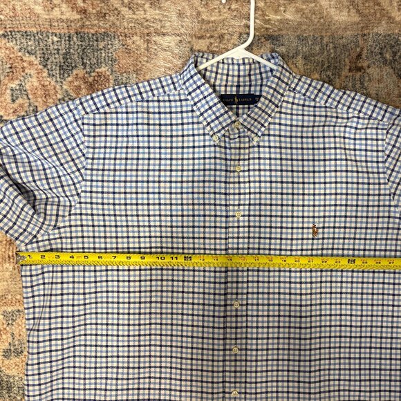 Ralph Lauren Polo Men's Blue/White Check L/S Button-Down Oxford Shirt 3XB Pony - Picture 7 of 10